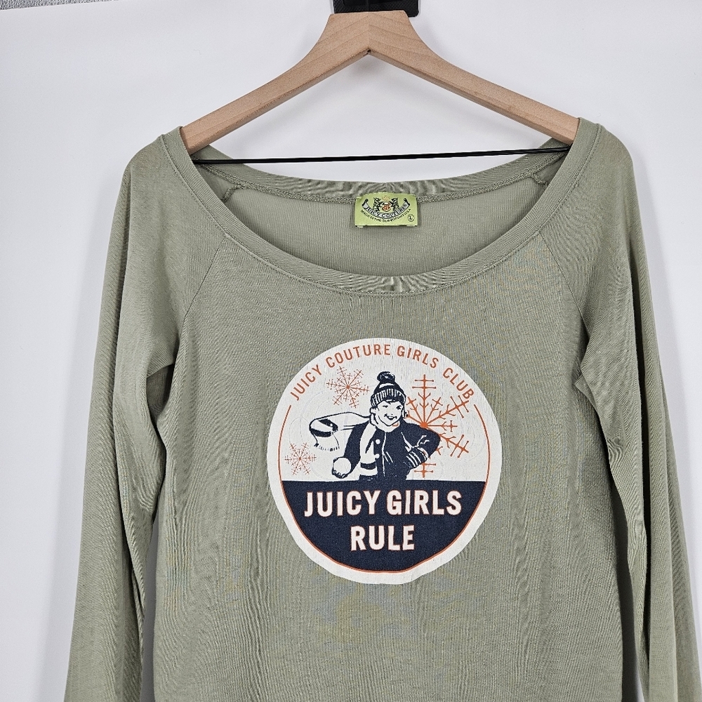 Juicy Couture Vintage 2006 Light Green Juicy Girls Rule Long Sleeve T-shirt - Picture 2 of 10